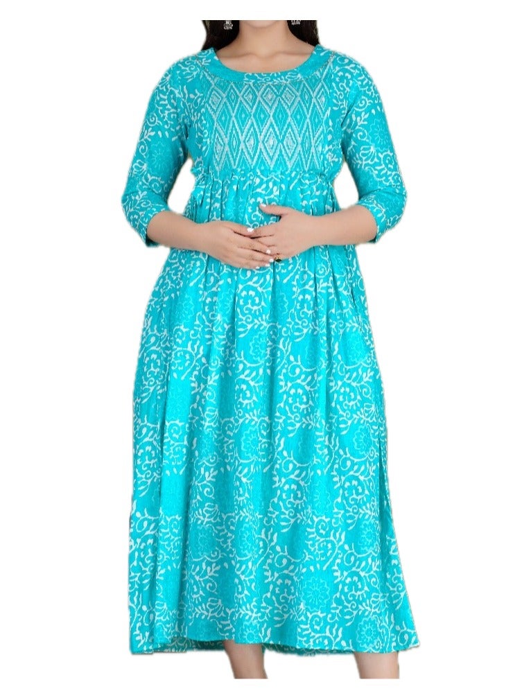Zebees Cotton Maternity & Feeding Dress, Comfortable and Stylish  - Image 2
