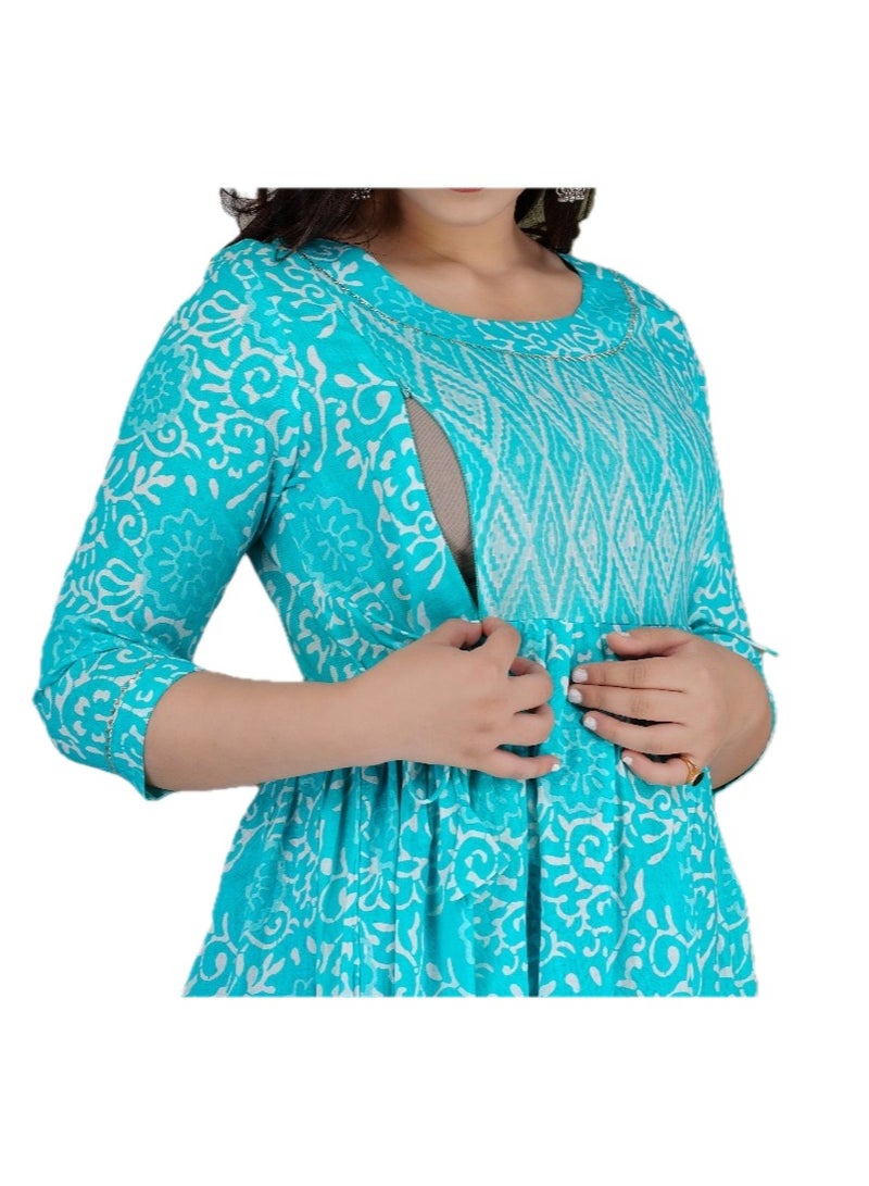 Zebees Cotton Maternity & Feeding Dress, Comfortable and Stylish  - Image 3