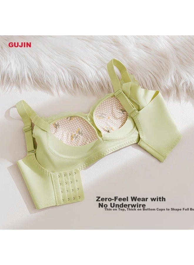 Gujin Sweet Style Lace Lightweight Wireless Women's Bra Small Bust Push-up Side Support Bra - Image 2
