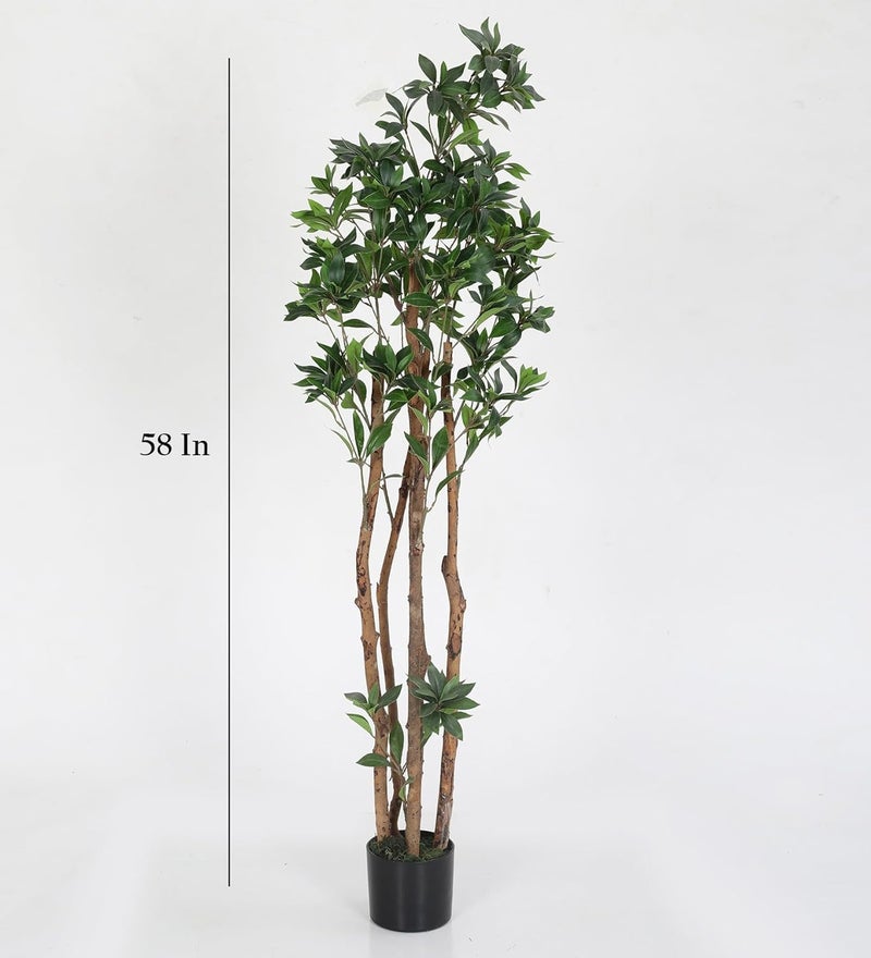 ARICKDECOR Artificial Rubber Tree 5FT Fake Olive Silk Tree Large Faux Plants Indoor Tall Olive Branch and Fruits with Potted for Home Office Living Room - Image 3
