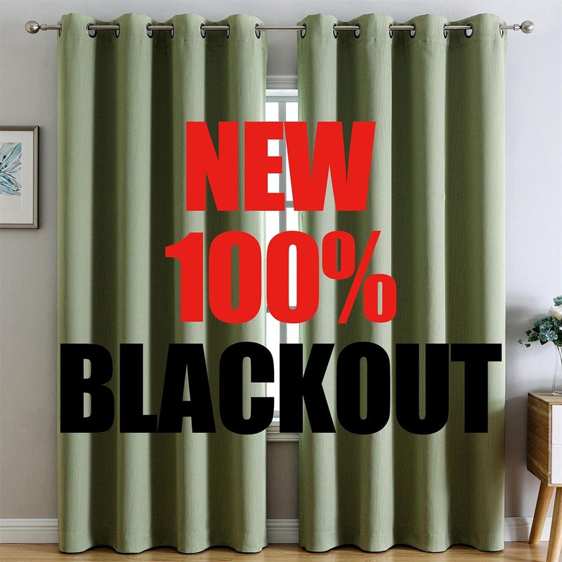 G2000 100 Blackout Curtains for Bedroom  Living Room  95 Inch Sage Green Grommet Curtains Room Darkening Thermal Lined Light Blocking Noise Reducing 2 Panels