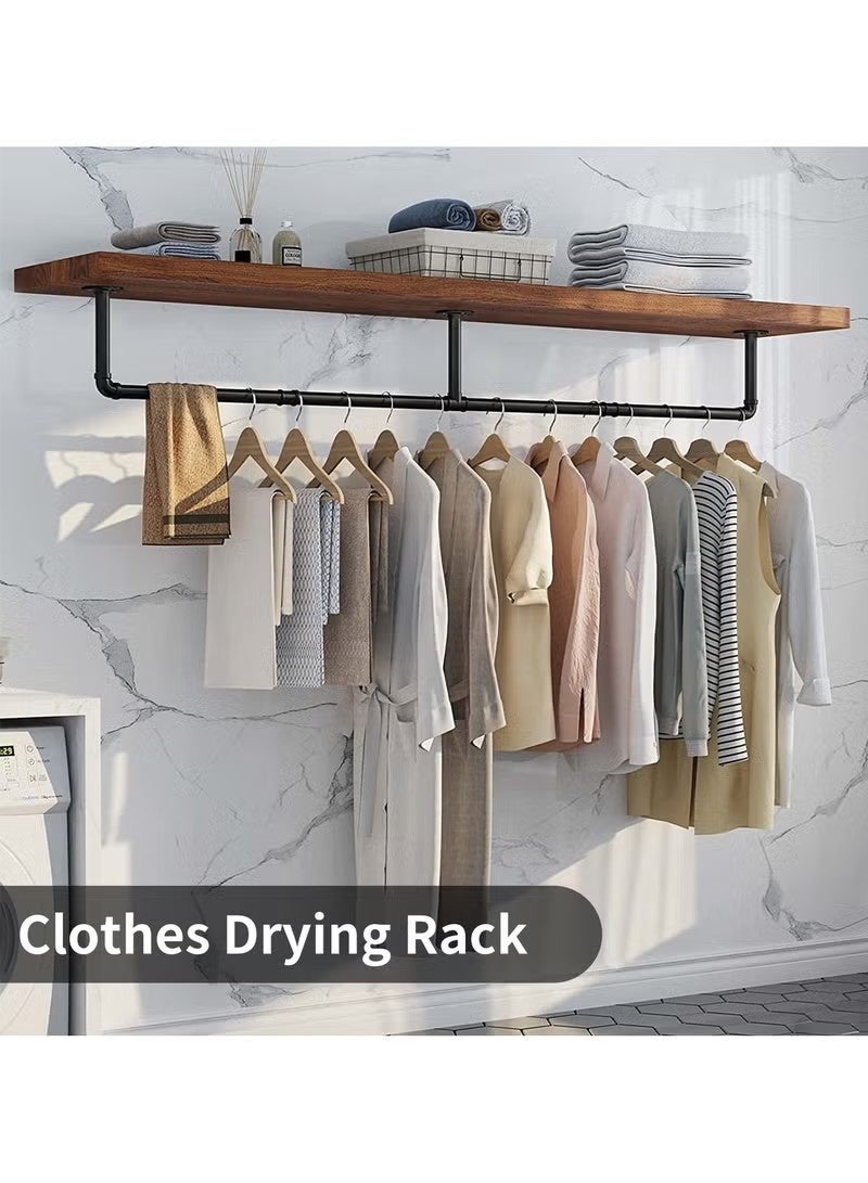 Beauenty Clothes Rack Wall Mounted, Heavy Duty Iron Garment Bar with 3 S-Shaped Hooks, Industrial Pipe Garment Rack Detachable,Adjustable 183CM. - Image 5