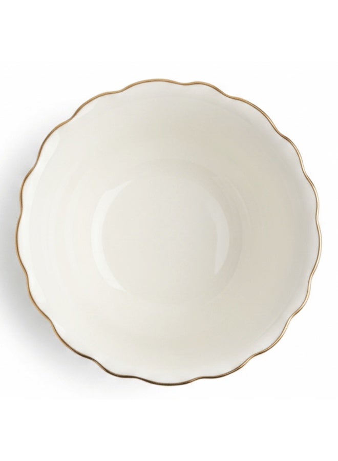 Solecasa 4.15 Inch Round Ceramic Bowl with Gold Rim Off-White - Image 1