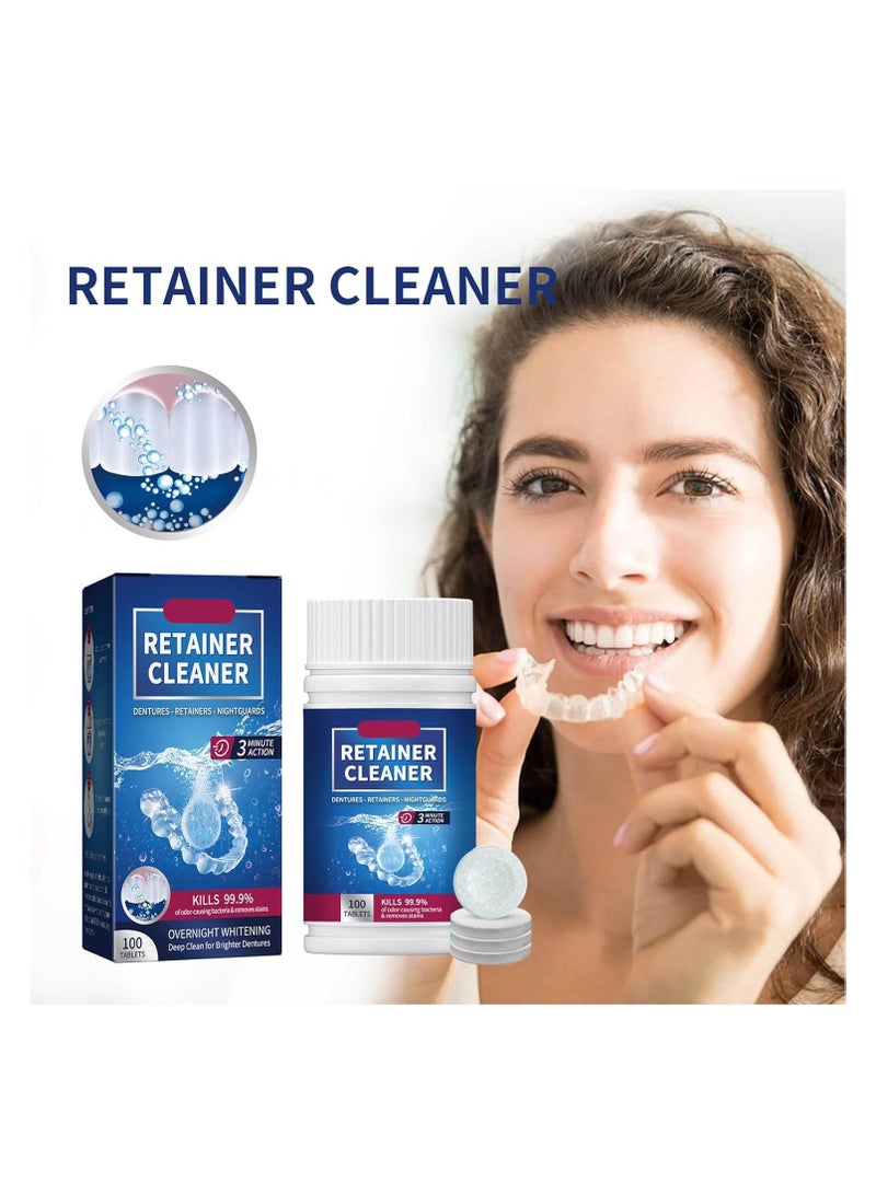 Zard 100PCS Retainer Cleaning Tablets, Denture Cleaning Tablets, Removes Odor Oral, Cleaning Retainer Cleaner, for Aligner Mouth Night Guard, Denture Cleaning Tablets for Dental Appliances, Clean - Image 4