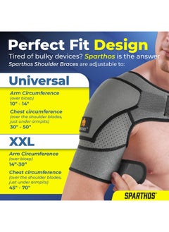 Sparthos Sparthos Shoulder Brace - Support and Compression Sleeve for Torn Rotator Cuff, AC Joint Pain Relief - Arm Immobilizer Wrap, Ice Pack Pocket, Stability Strap, Dislocated Shoulder - for Men and Women  - Image 4