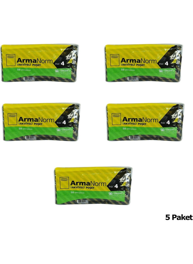 Arma - Naksan Reinforced Thick Patterned Striped Black Bag Sachet Bag - 40X50 Cm. - 5 Packs of 50 Pieces - Image 1