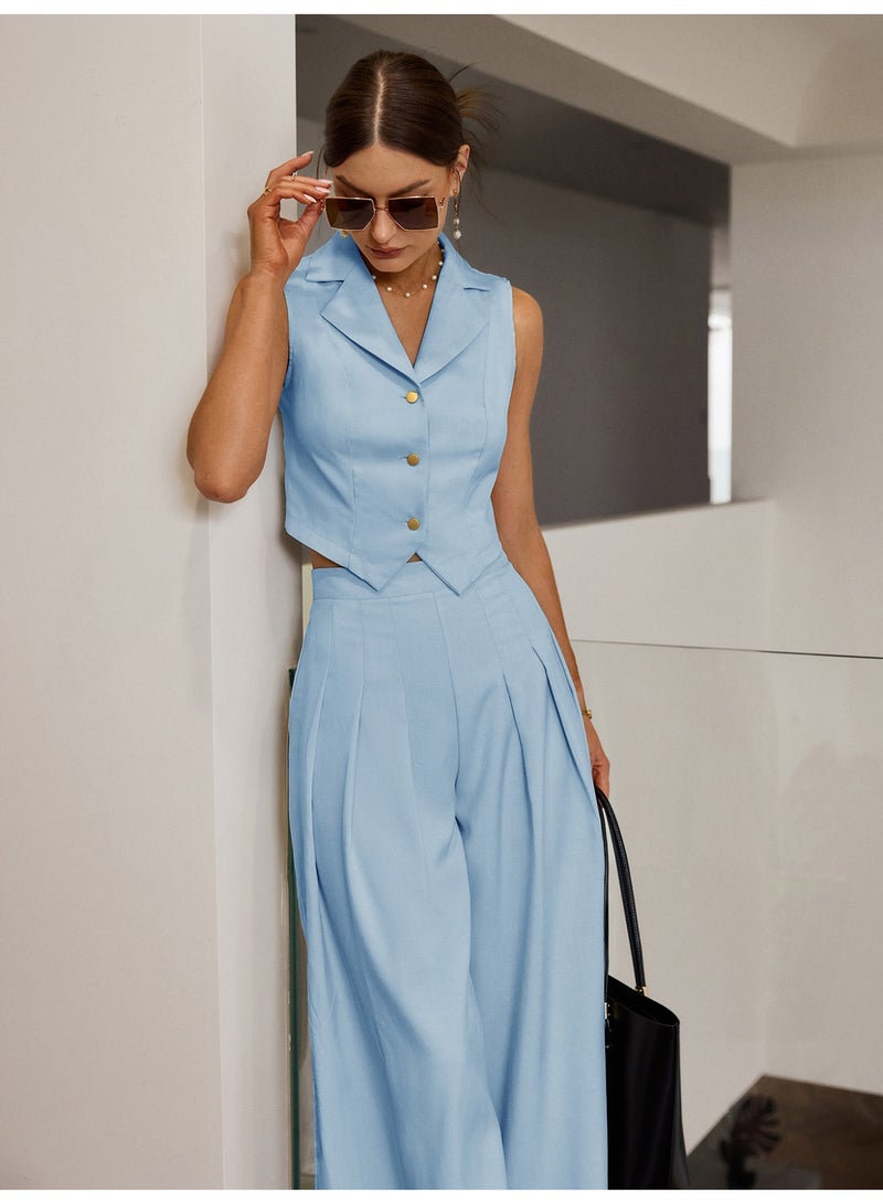 سيمبلي مجموعة ملابس قطعتين للمرأة - مطابقة أعلى وسراويل لمظهر أنيق - Image 2