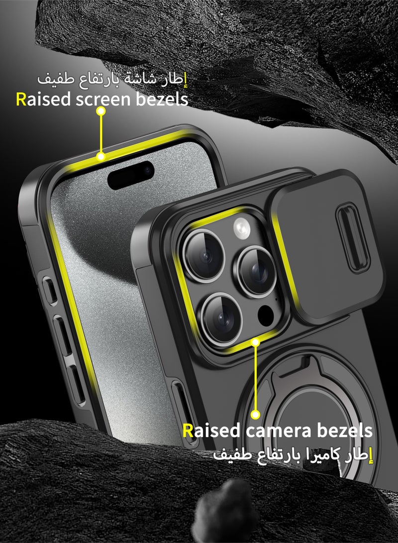 ZeeNest iPhone 13 Pro Max Slide Camera Cover Case, Soft Touch, Magnetic MagSafe, 360° Rotatable Ring Stand, Quad Airbag with Slightly Raised Corners Shockproof Protection, Black, 1 Piece - Image 4