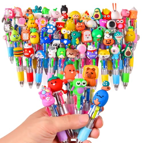 BIMORITA 60Pcs Mini Multicolor Pens in One 4-in-1, Cute Pens Bulk for Party Favors and Birthdays, Delightful Ballpoint Pen Gifts Classroom Prizes (60pcs) - Image 1