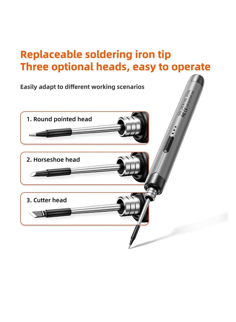 Barakah Soldering Iron Cordless USB Rechargeable Portable 3-speed Temperature Adjustable Rosin Soldering Iron Stand Storage Case Heating Core Soldering Iron - Image 2