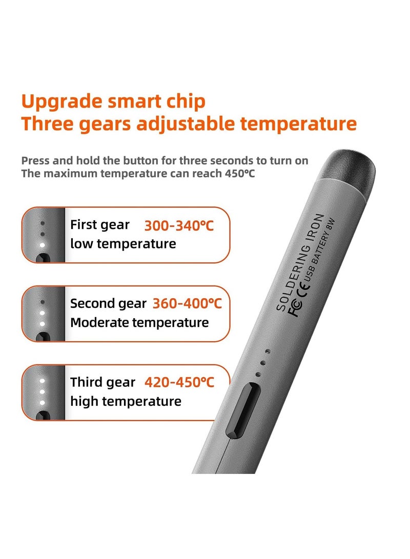 Barakah Soldering Iron Cordless USB Rechargeable Portable 3-speed Temperature Adjustable Rosin Soldering Iron Stand Storage Case Heating Core Soldering Iron - Image 5