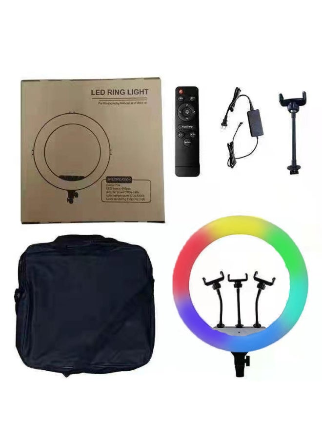 General - Spot 18-inch RGB Photography Lamp Remote Control Touch Screen Three-machine Live Flash Colorful Adjustment Ring Lamp Lighting Lamp-Light Source Color:18 Inch RGB - Image 1