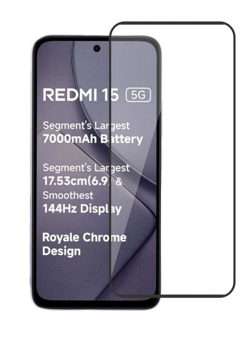 Screen Protector for Xiaomi Redmi 15 Tempered Glass Screen Protector Full Screen Coverage HD Clarity Anti Shatter Scratch Proof Glass For Xiaomi Redmi 15 - Image 1