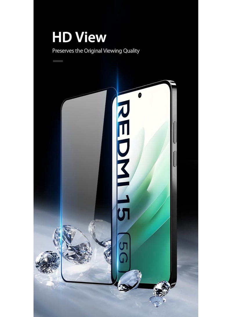 Screen Protector for Xiaomi Redmi 15 Tempered Glass Screen Protector Full Screen Coverage HD Clarity Anti Shatter Scratch Proof Glass For Xiaomi Redmi 15 - Image 4