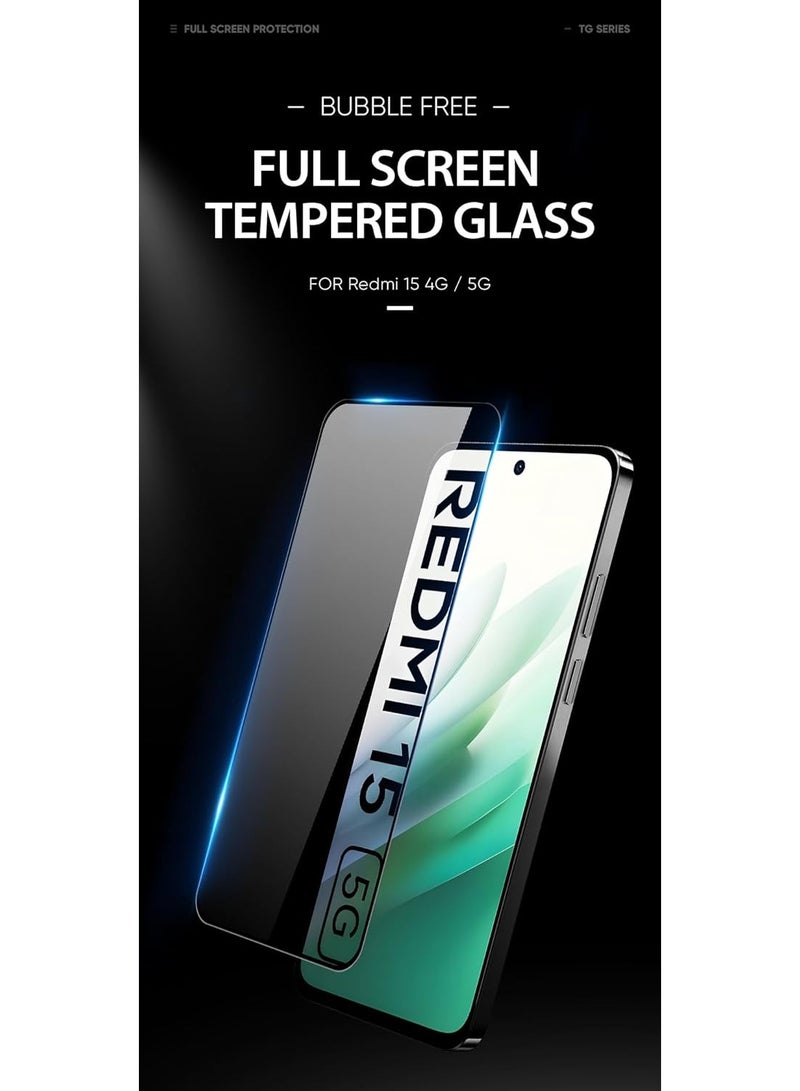Screen Protector for Xiaomi Redmi 15 Tempered Glass Screen Protector Full Screen Coverage HD Clarity Anti Shatter Scratch Proof Glass For Xiaomi Redmi 15 - Image 2