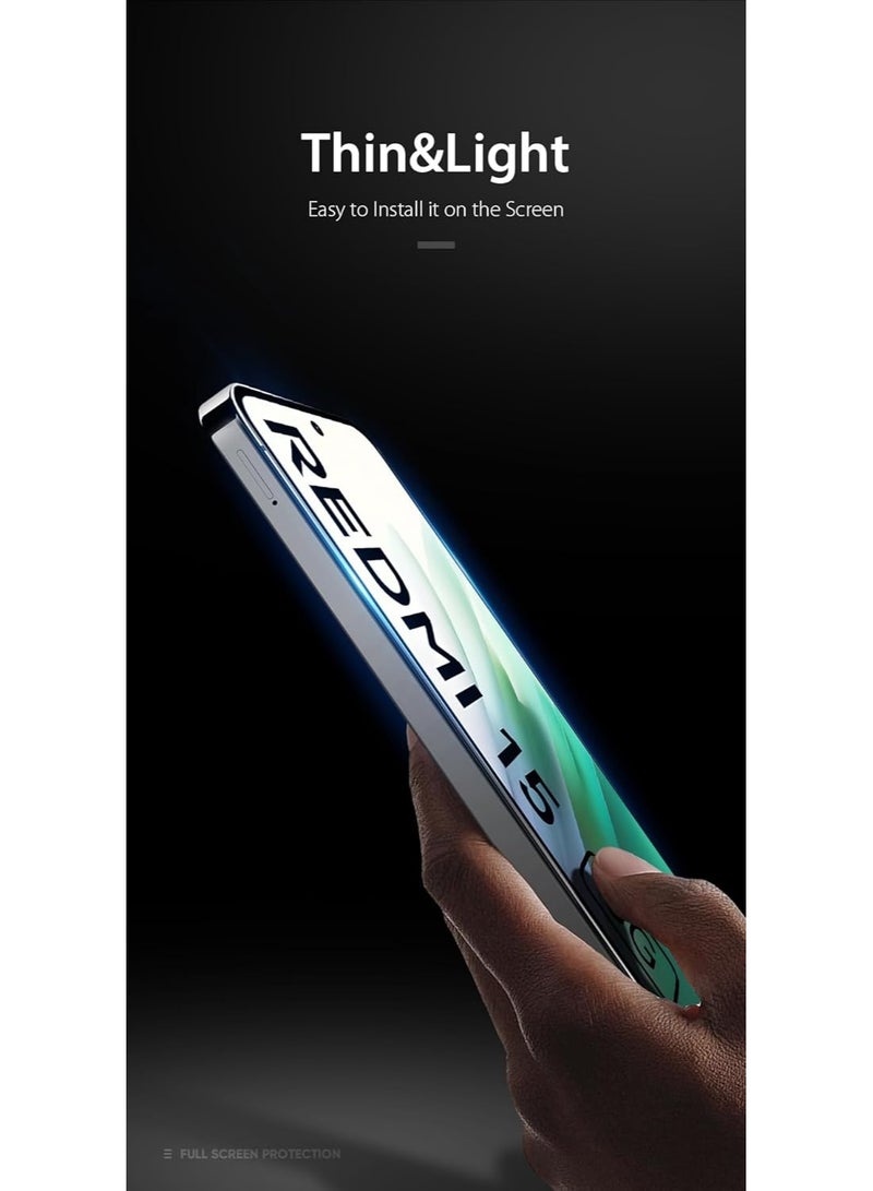 Screen Protector for Xiaomi Redmi 15 Tempered Glass Screen Protector Full Screen Coverage HD Clarity Anti Shatter Scratch Proof Glass For Xiaomi Redmi 15 - Image 5