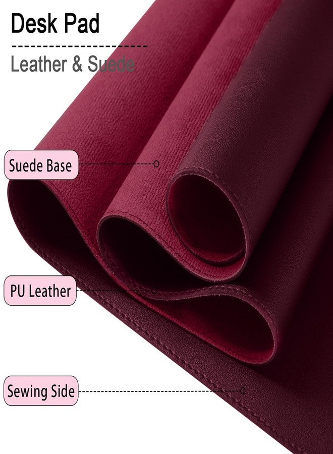METEOROCK Large Desk Mat 35.4" x 17", PU Leather Desk Pad Protector, Non-Slip Large Mouse Pad for Desk, Waterproof Computer Desk Mat, Office Desk Pad for Keyboard Mouse, Desk Writing Mat (Burgundy) - Image 3
