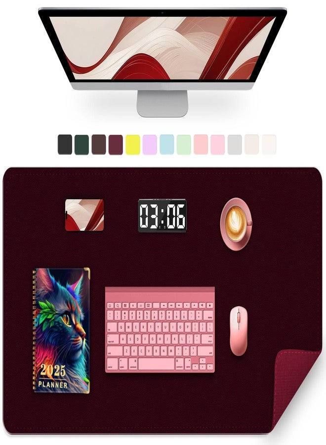METEOROCK Large Desk Mat 35.4" x 17", PU Leather Desk Pad Protector, Non-Slip Large Mouse Pad for Desk, Waterproof Computer Desk Mat, Office Desk Pad for Keyboard Mouse, Desk Writing Mat (Burgundy) - Image 1