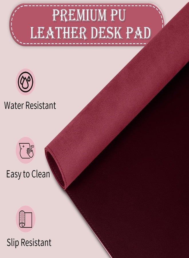 METEOROCK Large Desk Mat 35.4" x 17", PU Leather Desk Pad Protector, Non-Slip Large Mouse Pad for Desk, Waterproof Computer Desk Mat, Office Desk Pad for Keyboard Mouse, Desk Writing Mat (Burgundy) - Image 4