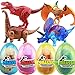 COFFLED 4 Pack Different Hatching Eggs Dinosaur Toys for 3 Year Old KidsMagic Egg that Hatch Dinosaurs Toy for Boy Girl Dino FansDeformation TrexPterosaursBrachiosaurusTriceratopsRandom Color - Image 2