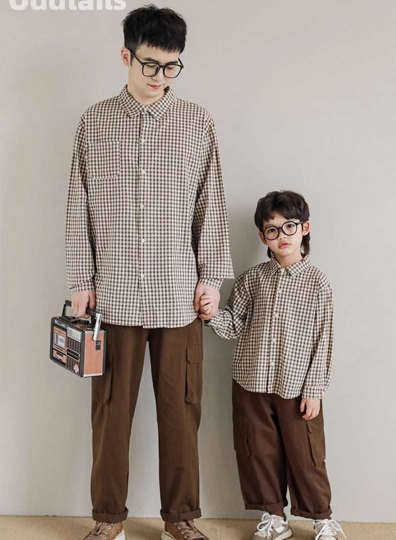Oddtails New Plaid Long Sleeved Shirt For Parent-Child Wear  - Image 2