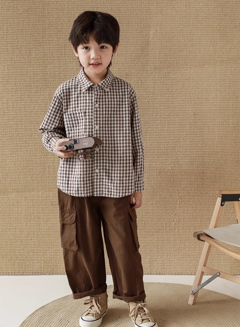 Oddtails New Plaid Long Sleeved Shirt For Parent-Child Wear  - Image 5