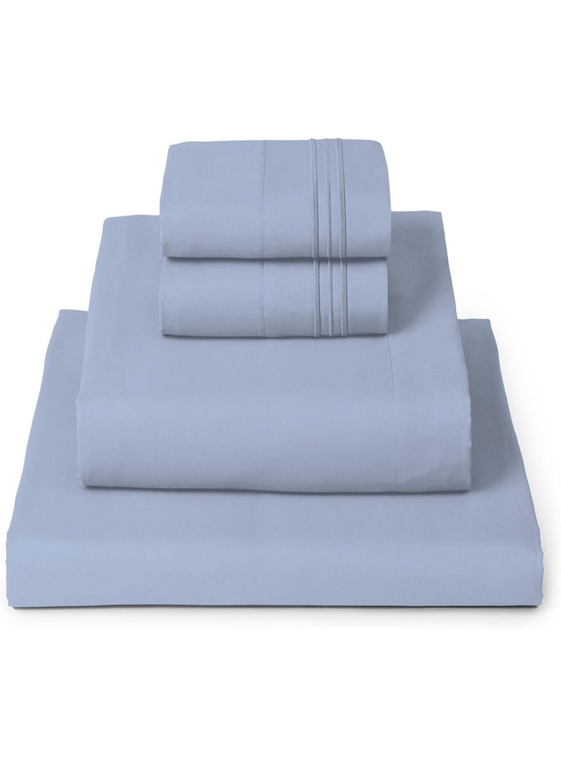 Mellanni King Sheets Set - 4 PC Iconic Collection Bedding - Hotel Luxury, Extra Soft, Cooling Bed Sheets - Wrinkle, Fade, Stain Resistant (King, Sky Blue) - Image 1