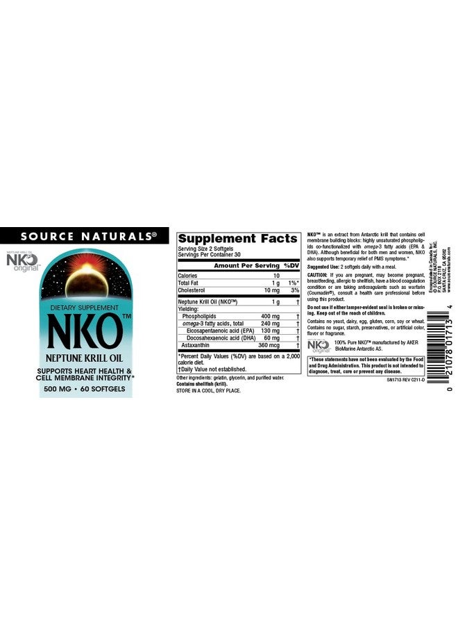Source Naturals Source Naturals NKO Neptune Krill Oil, Supports Heart Health & Cell Membrane Integrity* 500 Mg - 60 Softgels  - Image 4