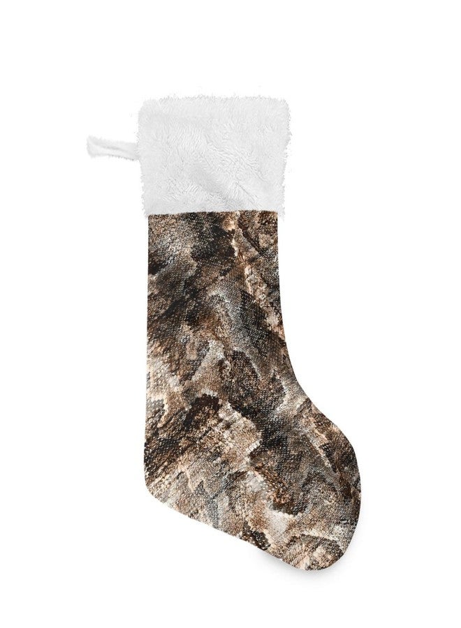 YETTASBIN Snake Skin Christmas Stocking 1 Pack, Large Xmas Tree Fireplace Hanging Stockings with Plush Fur Cuff for Family Holiday Party Decor Xmas Gifts, 18 Inch - Image 1