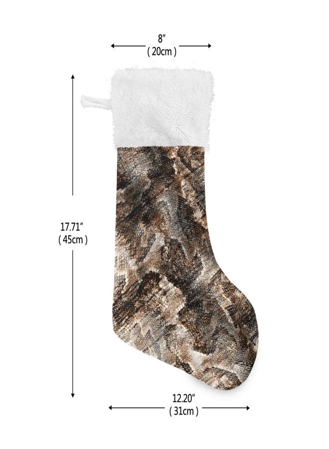 YETTASBIN Snake Skin Christmas Stocking 1 Pack, Large Xmas Tree Fireplace Hanging Stockings with Plush Fur Cuff for Family Holiday Party Decor Xmas Gifts, 18 Inch - Image 2