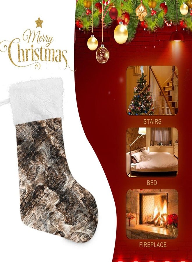 YETTASBIN Snake Skin Christmas Stocking 1 Pack, Large Xmas Tree Fireplace Hanging Stockings with Plush Fur Cuff for Family Holiday Party Decor Xmas Gifts, 18 Inch - Image 4