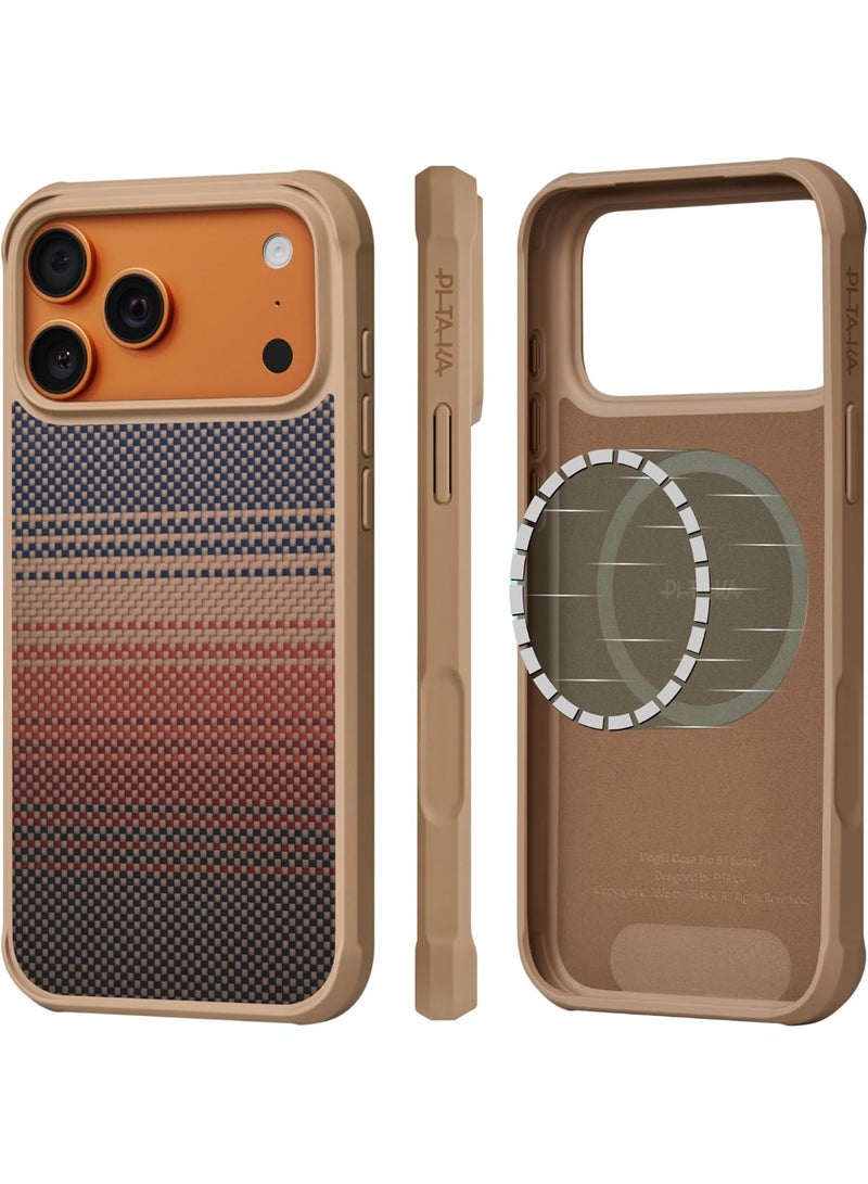 pitaka for iPhone 17 Pro Case 6.3", Military Grade Protective Case, Compatible with MagSafe, 1500D Aramid Fiber Woven & TPU Combined, ProGuard - Sunset - Image 1