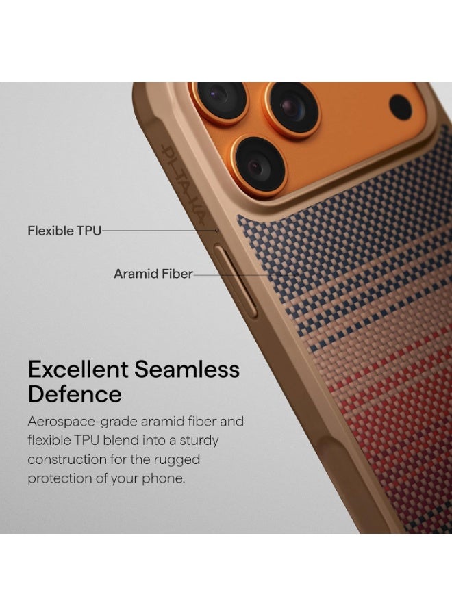 pitaka for iPhone 17 Pro Case 6.3", Military Grade Protective Case, Compatible with MagSafe, 1500D Aramid Fiber Woven & TPU Combined, ProGuard - Sunset - Image 5