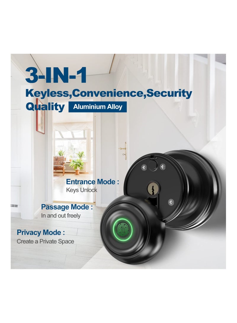 SYOSI Smart Door knob, Biometric Door Lock Fingerprint Door Knob with App Control, Fingerprint Door Lock for Home, Hotel, Office, Apartment, Bedroom - Image 3