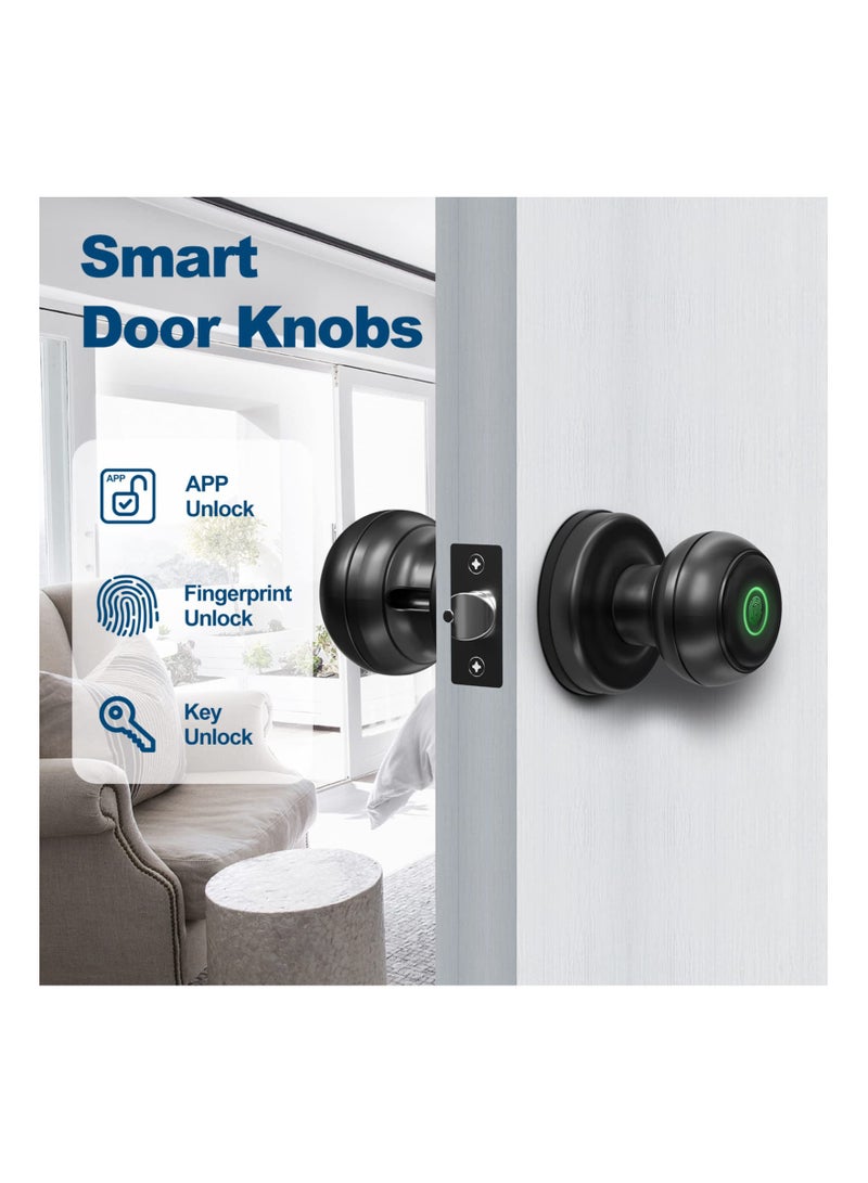 SYOSI Smart Door knob, Biometric Door Lock Fingerprint Door Knob with App Control, Fingerprint Door Lock for Home, Hotel, Office, Apartment, Bedroom - Image 2