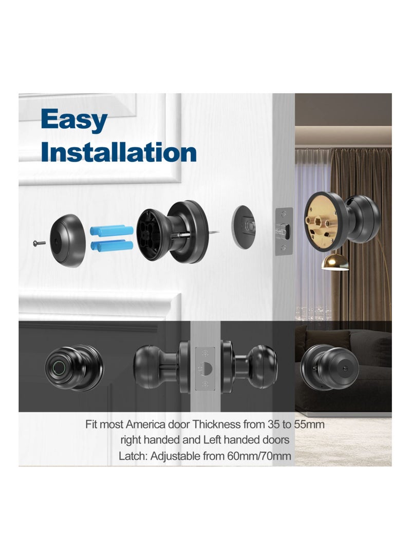SYOSI Smart Door knob, Biometric Door Lock Fingerprint Door Knob with App Control, Fingerprint Door Lock for Home, Hotel, Office, Apartment, Bedroom - Image 5