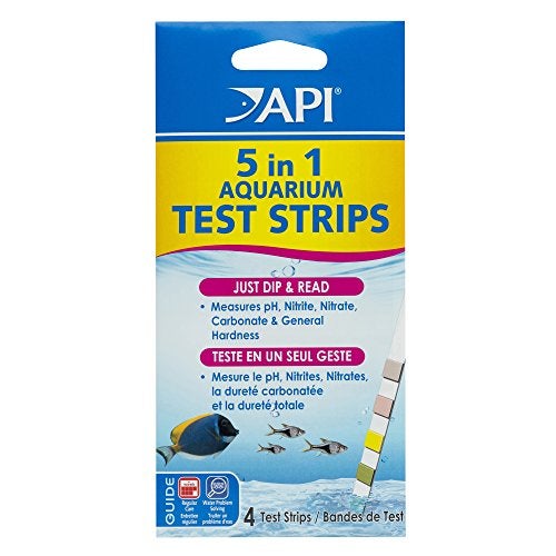 API 5-IN-1 TEST STRIPS Freshwater and Saltwater Aquarium Test Strips 4-Count Box - Image 1