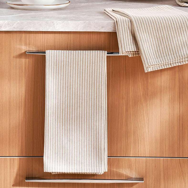Pan Home Velisha Pinstripe Kitchen Towel Set - Beige - Image 1