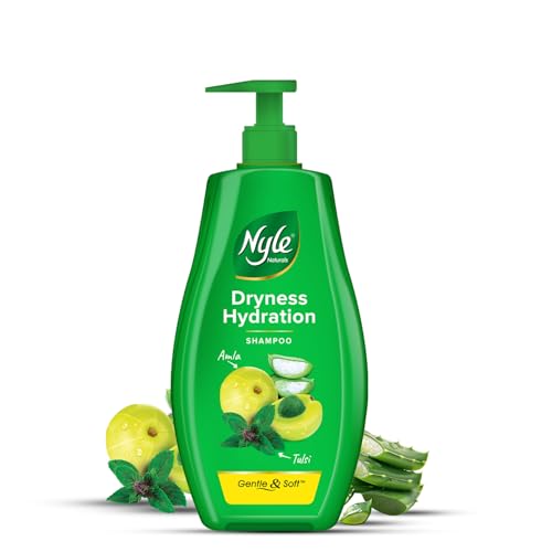 Nyle Naturals Dryness Hydration Shampoo, with Tulsi, Amla and Aloe Vera, Gentle & Soft Shampoo, pH Balanced and Paraben Free, For Men & Women, 800ml - Image 1