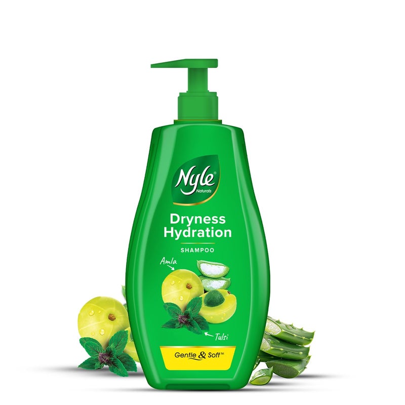 Nyle Naturals Dryness Hydration Shampoo, with Tulsi, Amla and Aloe Vera, Gentle & Soft Shampoo, pH Balanced and Paraben Free, For Men & Women, 800ml - Image 2