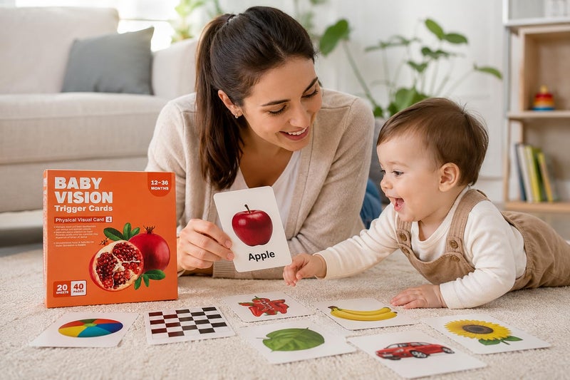 House of Prageeth High Contrast Baby Vision Flash Cards for Brain Development and Tummy Time, Activity Board Included, 12-36 Months, 12 Cards - Image 5