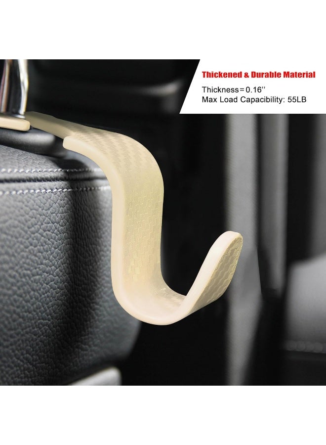 Amooca Car Seat Headrest Hook 4 Pack Hanger Universal Vehicle Car Storage Organizer for Handbag Purse Coat S Type Checkered Beige - Image 3