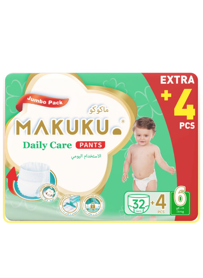 Makuku Daily Care Pants Diapers Jumbo Pack - Size 6 (15+kg) | 18-24 months | 36 Pieces
