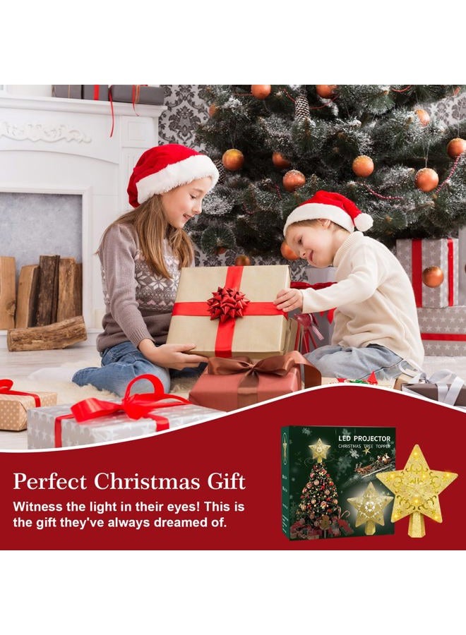 LLIBTYT Attractive Christmas Tree Topper Lighted with LED Lights Rotating Snowflake, Projector Light - Image 2