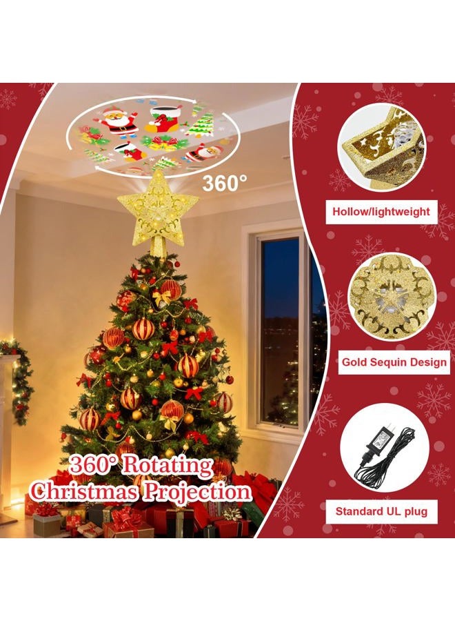 LLIBTYT Attractive Christmas Tree Topper Lighted with LED Lights Rotating Snowflake, Projector Light - Image 4