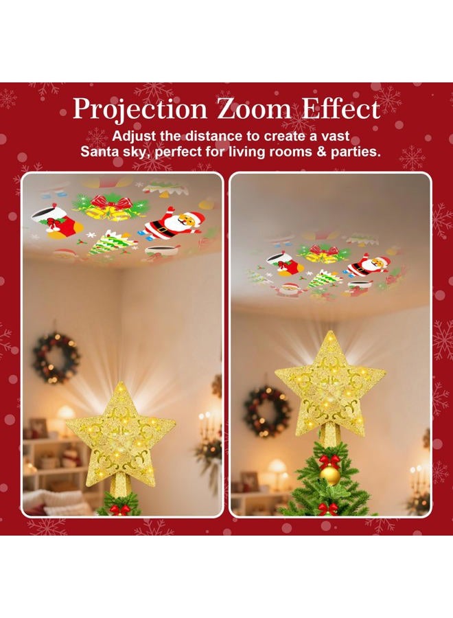 LLIBTYT Attractive Christmas Tree Topper Lighted with LED Lights Rotating Snowflake, Projector Light - Image 5