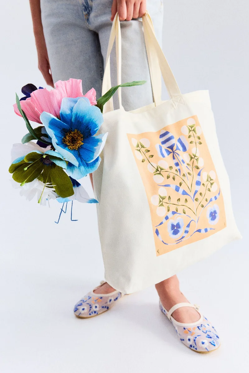 H&M Printed Canvas Tote Bag
