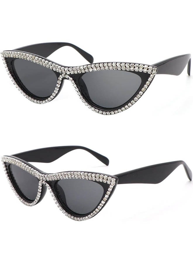 Generic - Cat Eye Sunglasses Shiny Fun Rhinestone Crystal Sunglasses Shape Glasses Decorative Glasses - Image 1