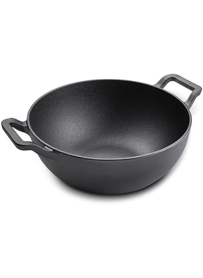 برستيج كاداي حديد الزهر 20 سم حديد كاداي مع غطاء زجاجي للطبخ والقلي العميق تجهيزات المطابخ التعريفي المتبلة باللون الأسود Pr48894 - Image 3