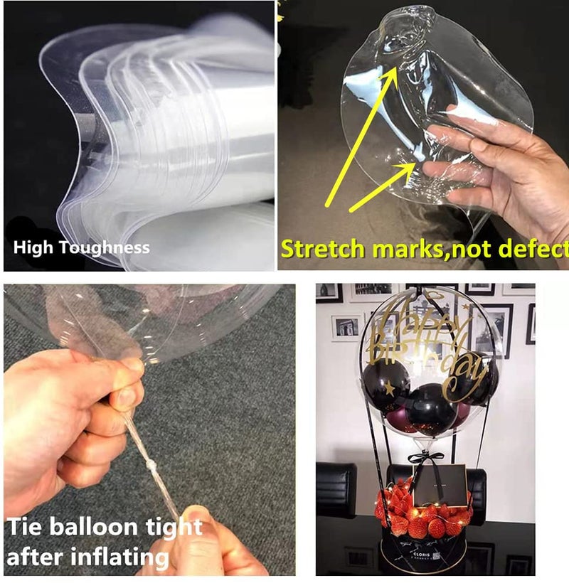 Efay Clear Balloons, 18" Pre Stretched 15 Packs Big Stuffing Crystal Bubble Clear Bobo Balloons for Air or Helium Use - Image 2